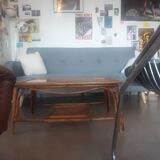 Rattan and glass top coffee table