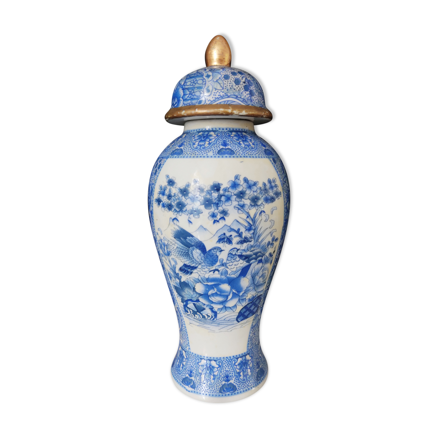 Covered vase with printed Asian décor