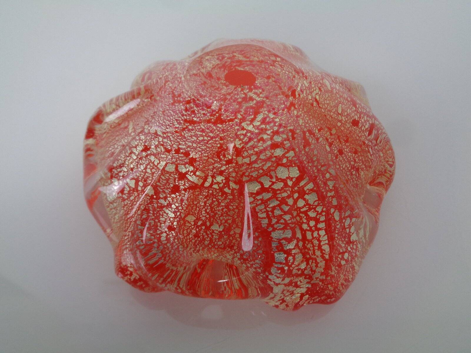 Red & Silver Murano Glass Ashtray by Barovier & Toso, Italy, 1960s