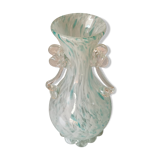 Vase verre moucheté bleu
