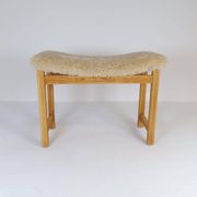 Modern Scandinavian stool in pine and sheepskin, Sweden, 1970s