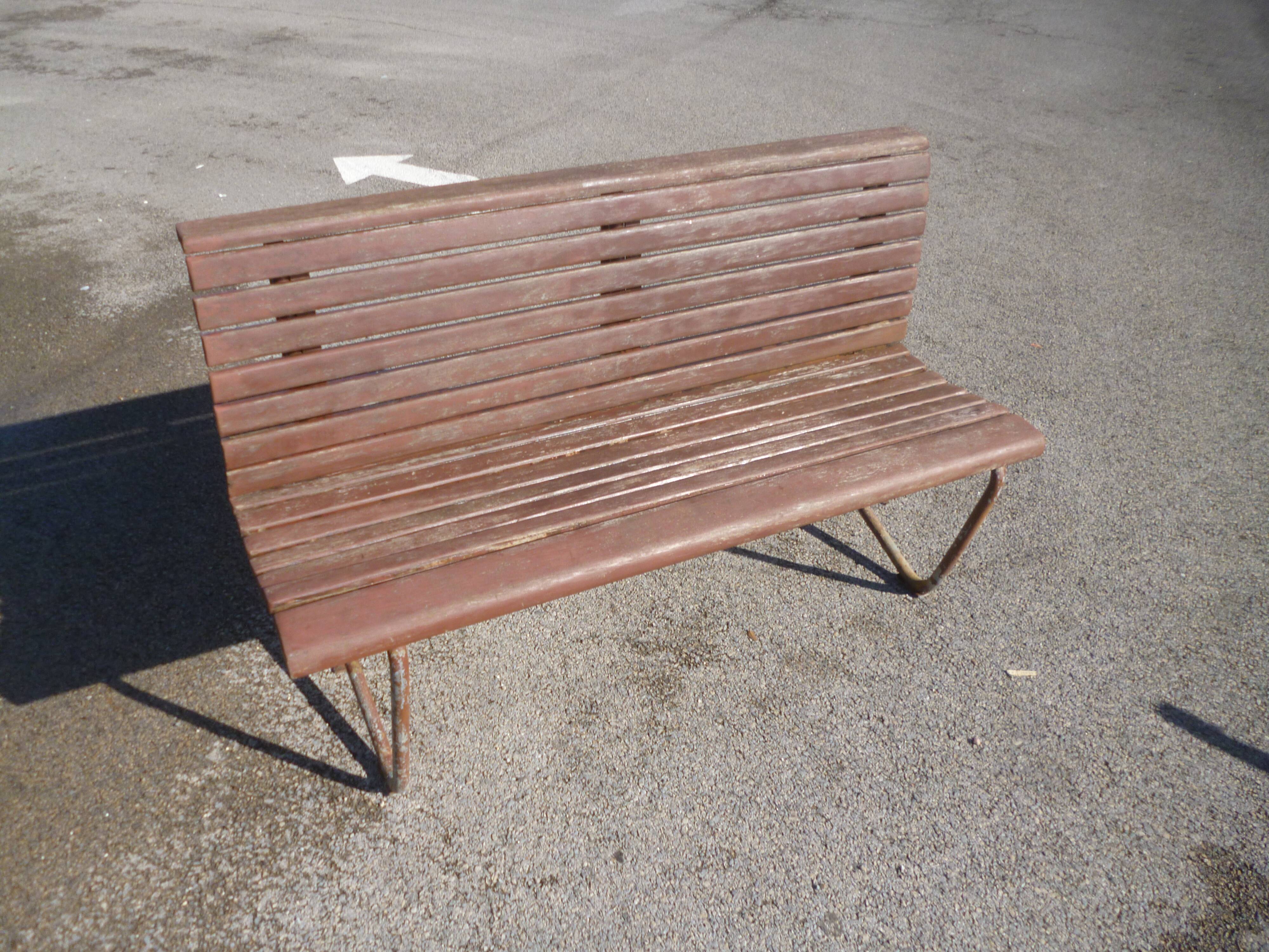 Barge bench in wood and iron