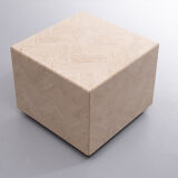 Square Travertine Cube on Wheels