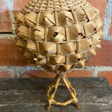 Vintage 50s Tiki Rattan Lamp + Woven Natural Fibre Ball