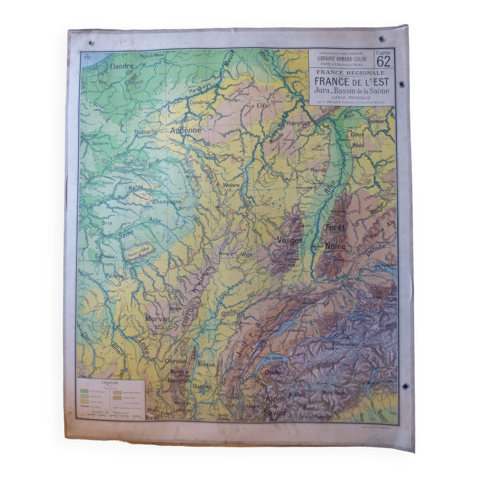 Old school map "Eastern France" No. 62, ed. Vidal-Lablache 1930