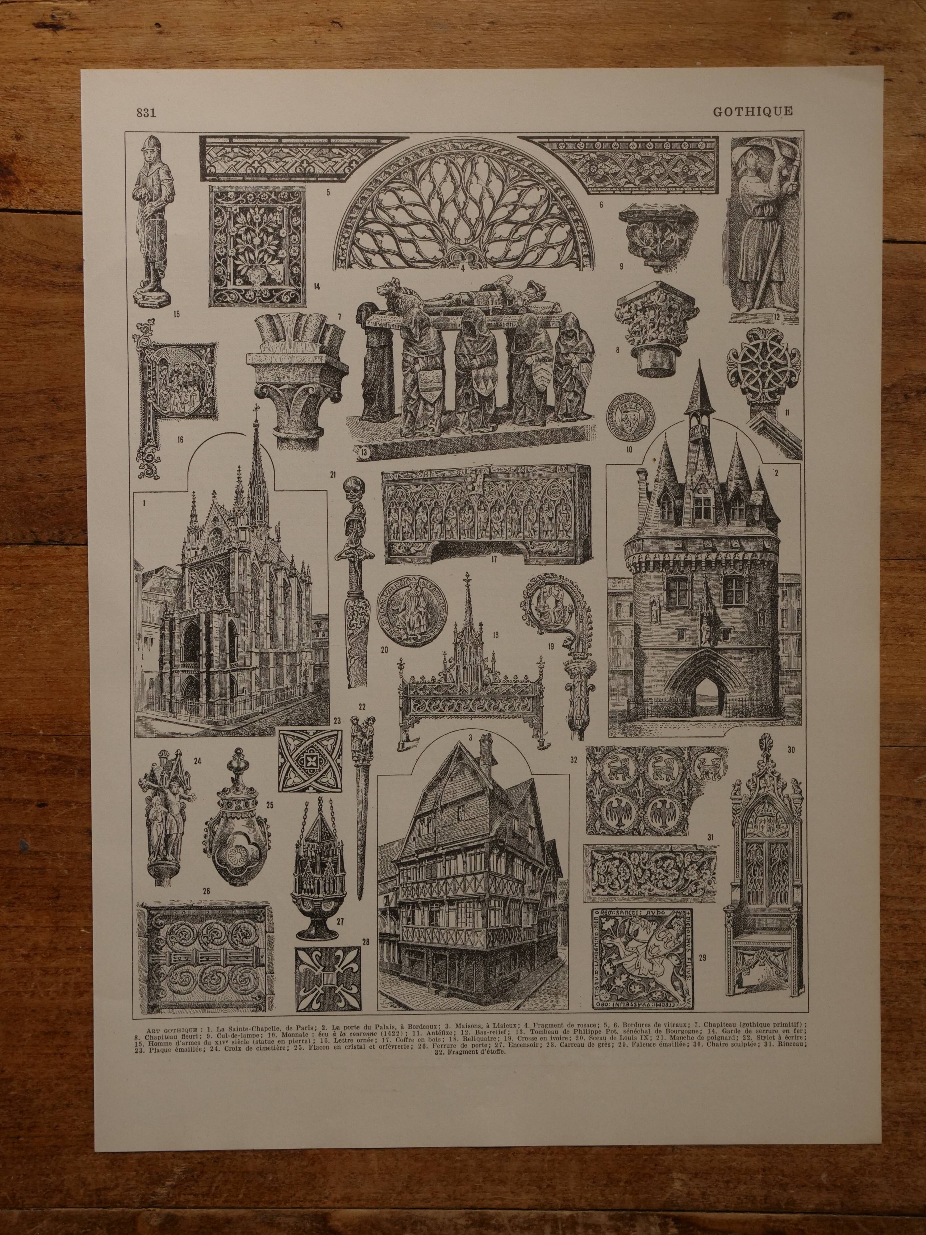 Original lithograph on Gothic art