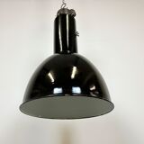 Set of 4 industrial bauhaus black enamel pendant lamps, 1960s