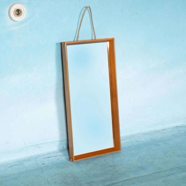 Miroir en bois Japandi scandinave des années 70, miroir minimaliste.