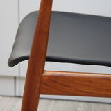 Vintage armchair in teak and black leather model Casina 60s