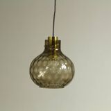 Bubble Glass & Brass Pendant by Helena Tynell for Limburg, 1960s