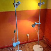 Paire de lampes de sol italiennes multi-réglables avec 2 projecteurs, années 1970.