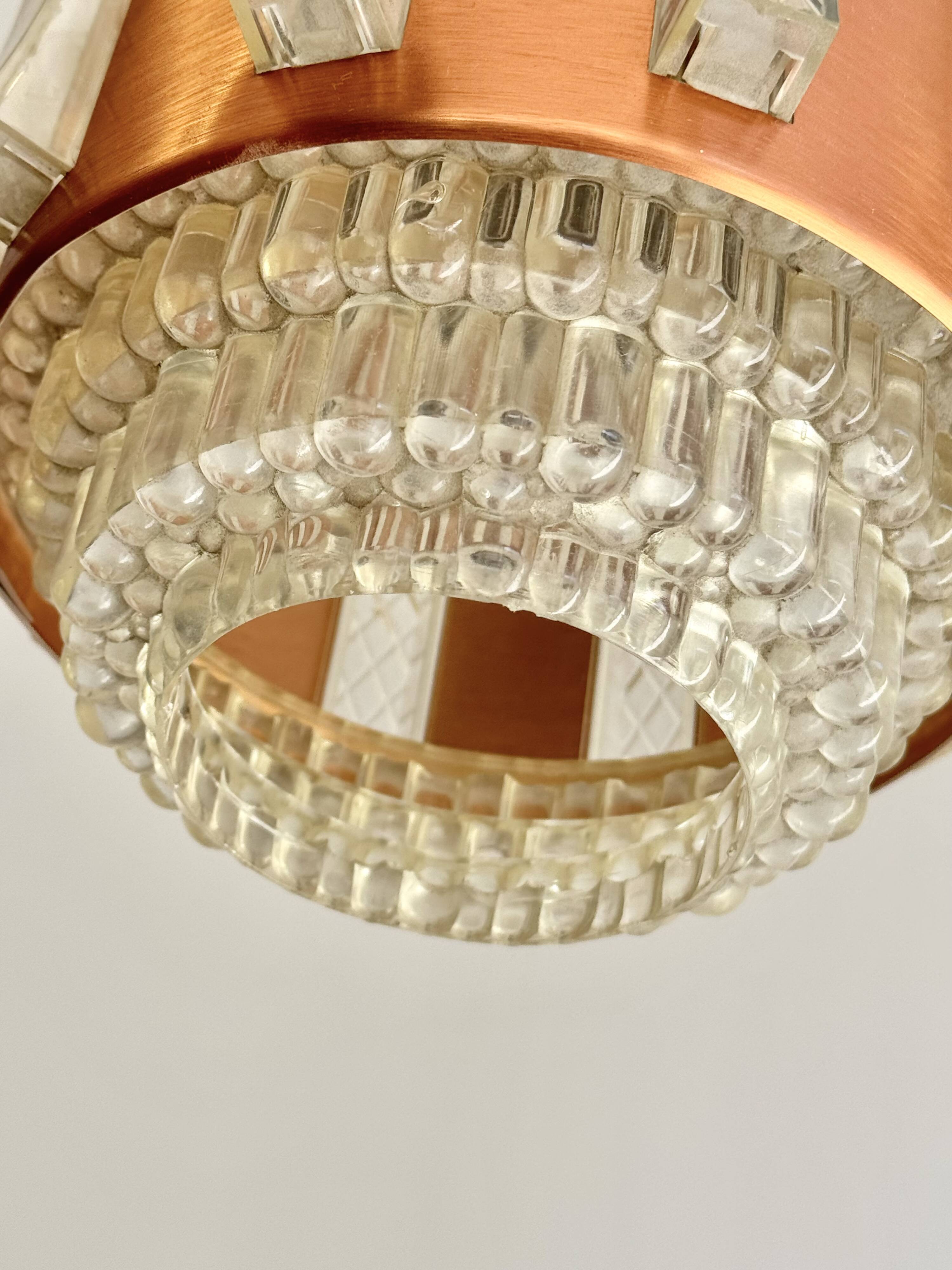 Suspension vintage en cuivre et résine transparente
