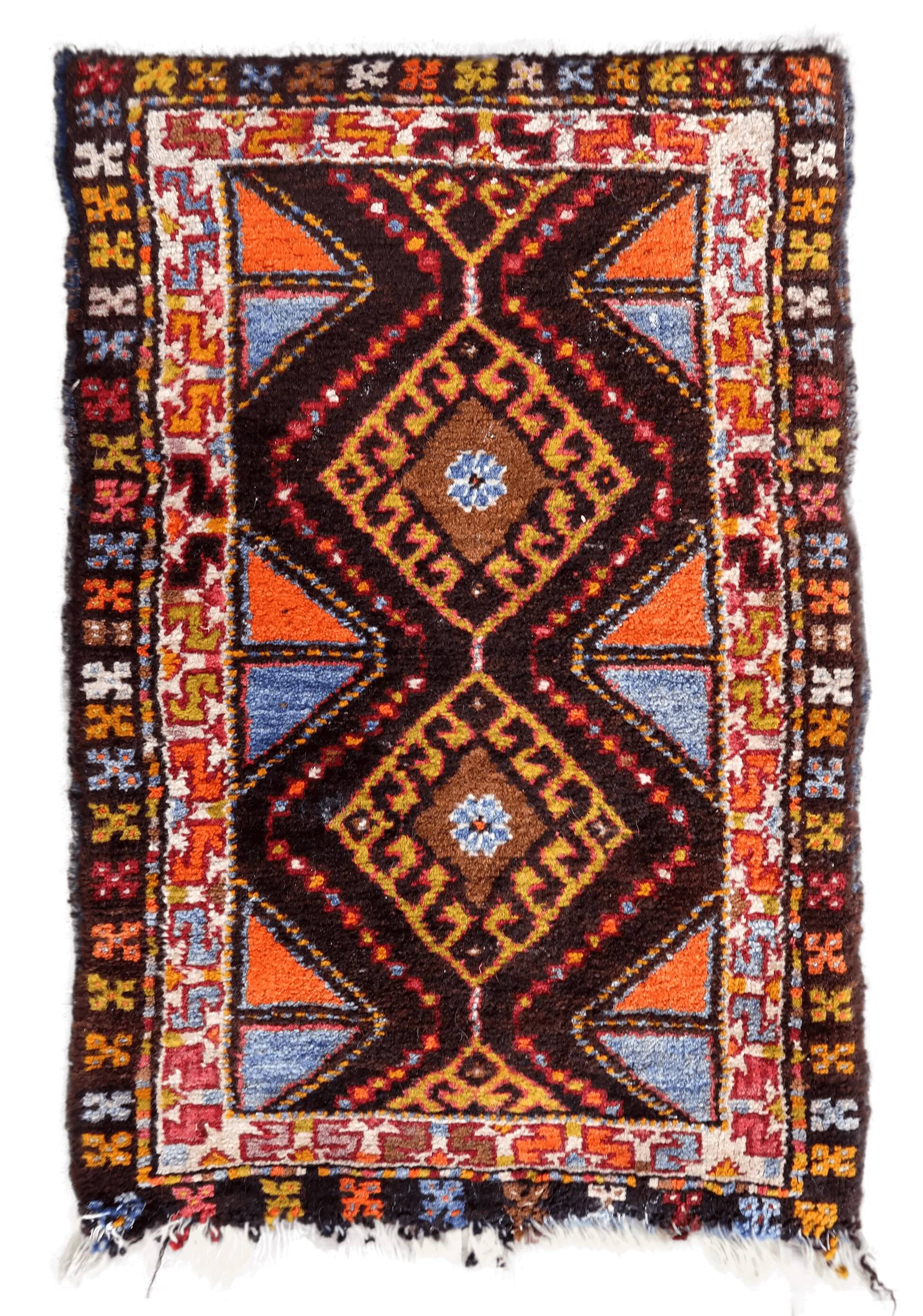 Handmade vintage Turkish Yastik rug 54cm x 80cm, 1950s