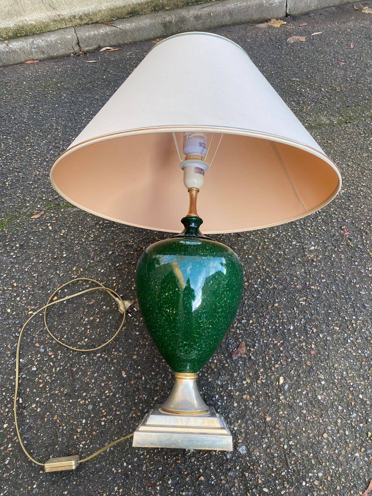 1960s lamp in green lacquered ceramic