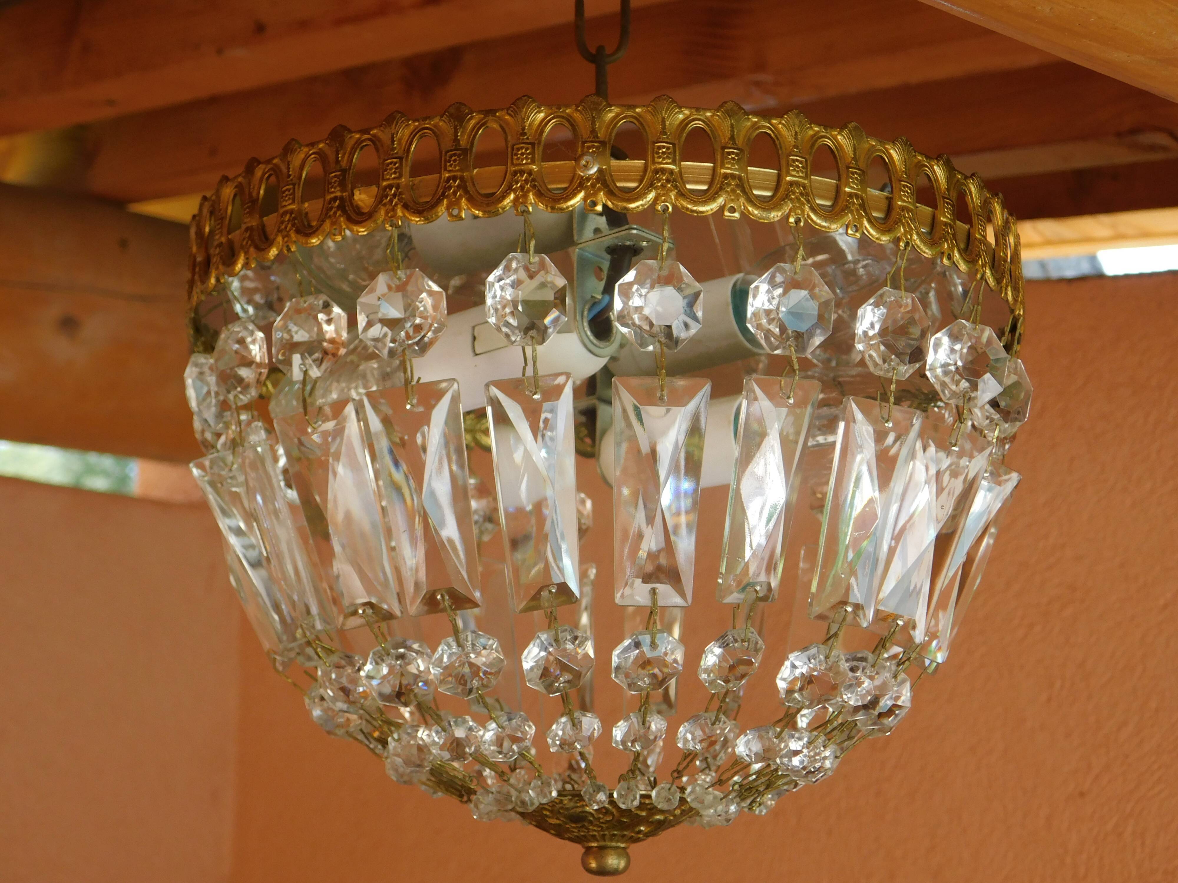 Lustre pampilles corbeille