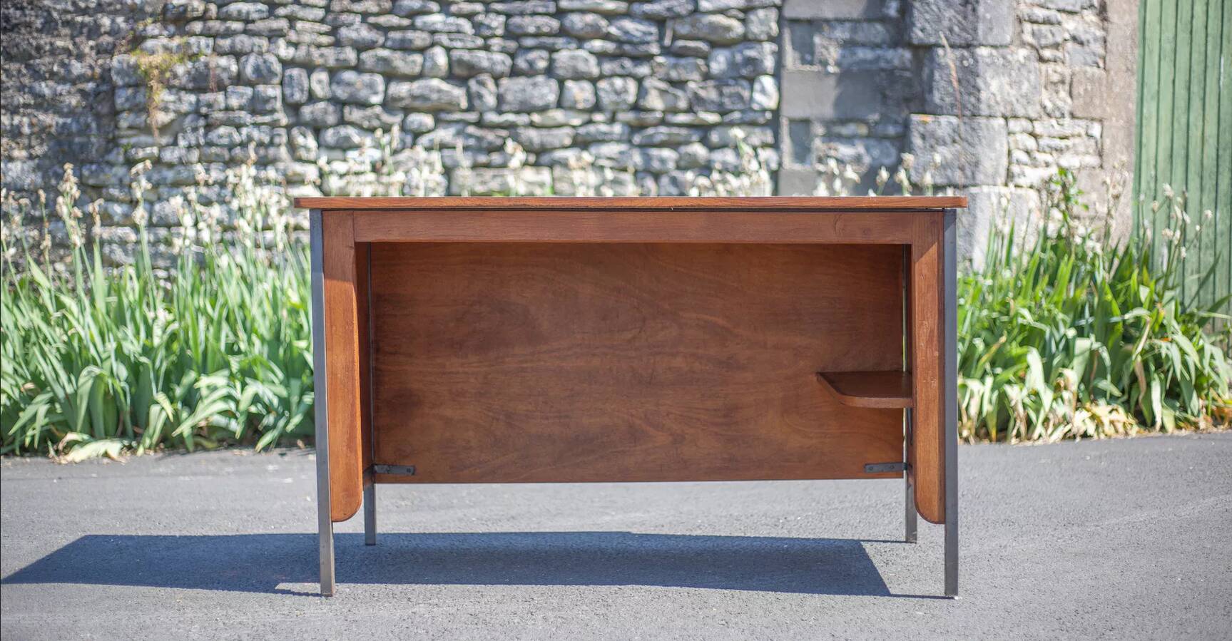 Wood and metal desk with Formica top, 50