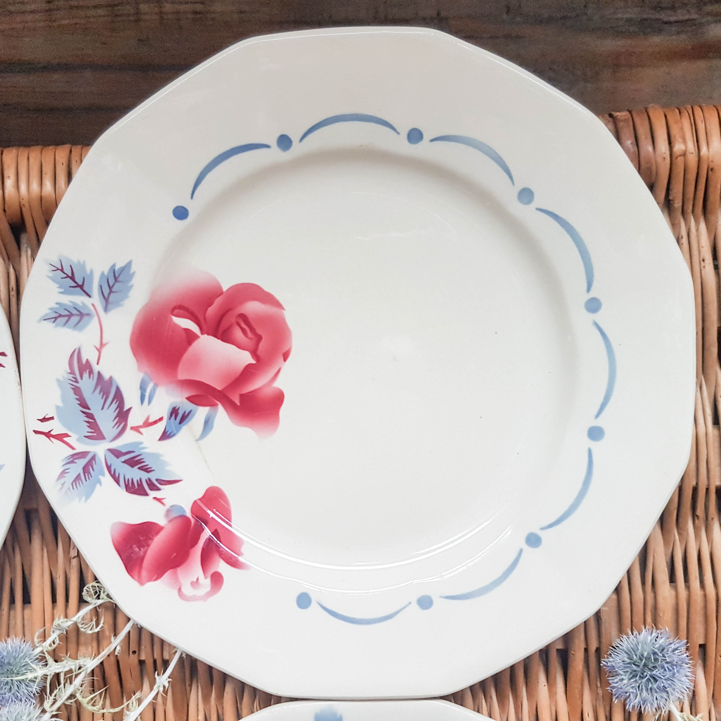 Lot de 4 assiettes plates "boulogne" Digoin Sarreguemines