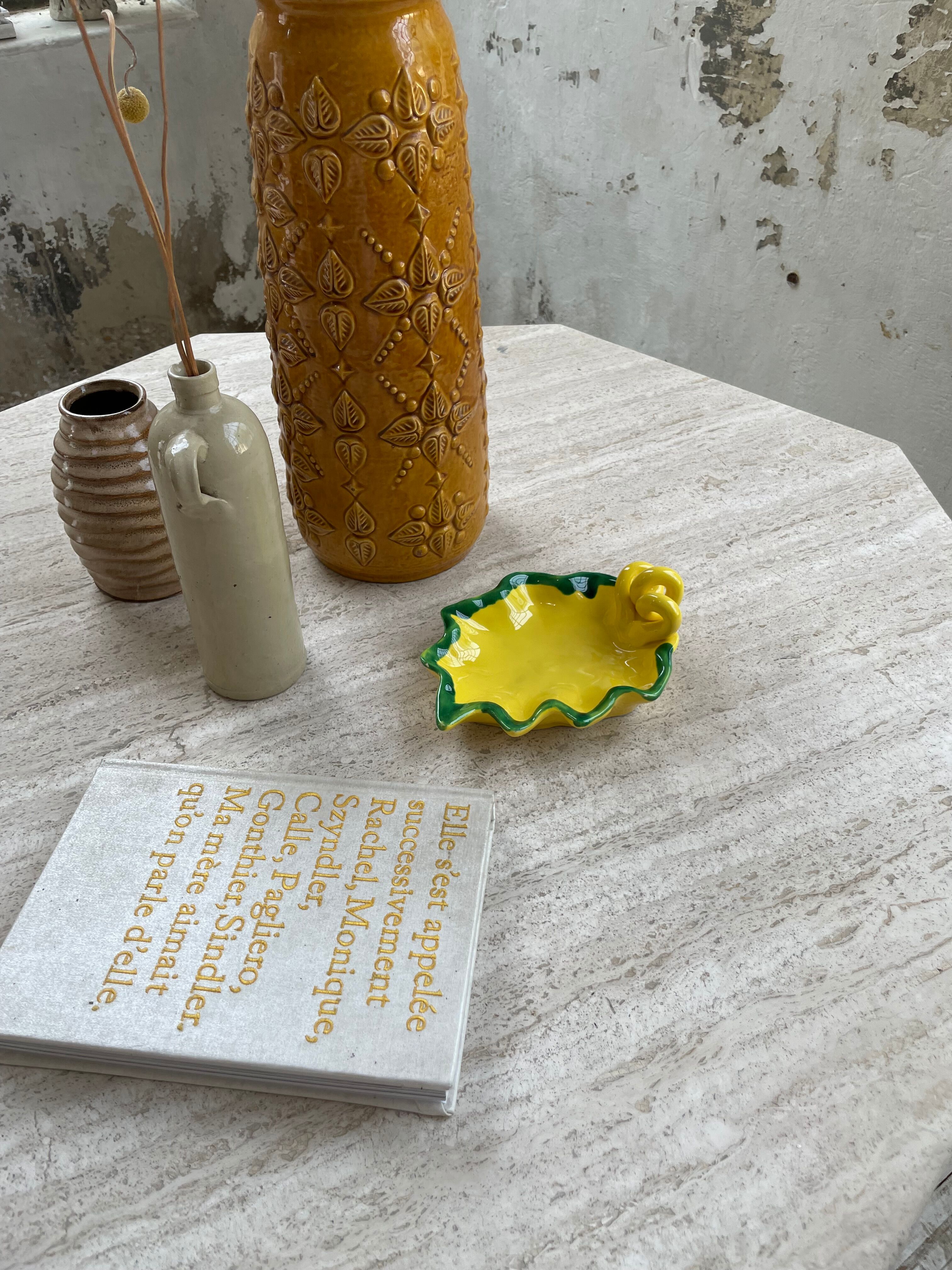 Ceramic yellow vallauris dish