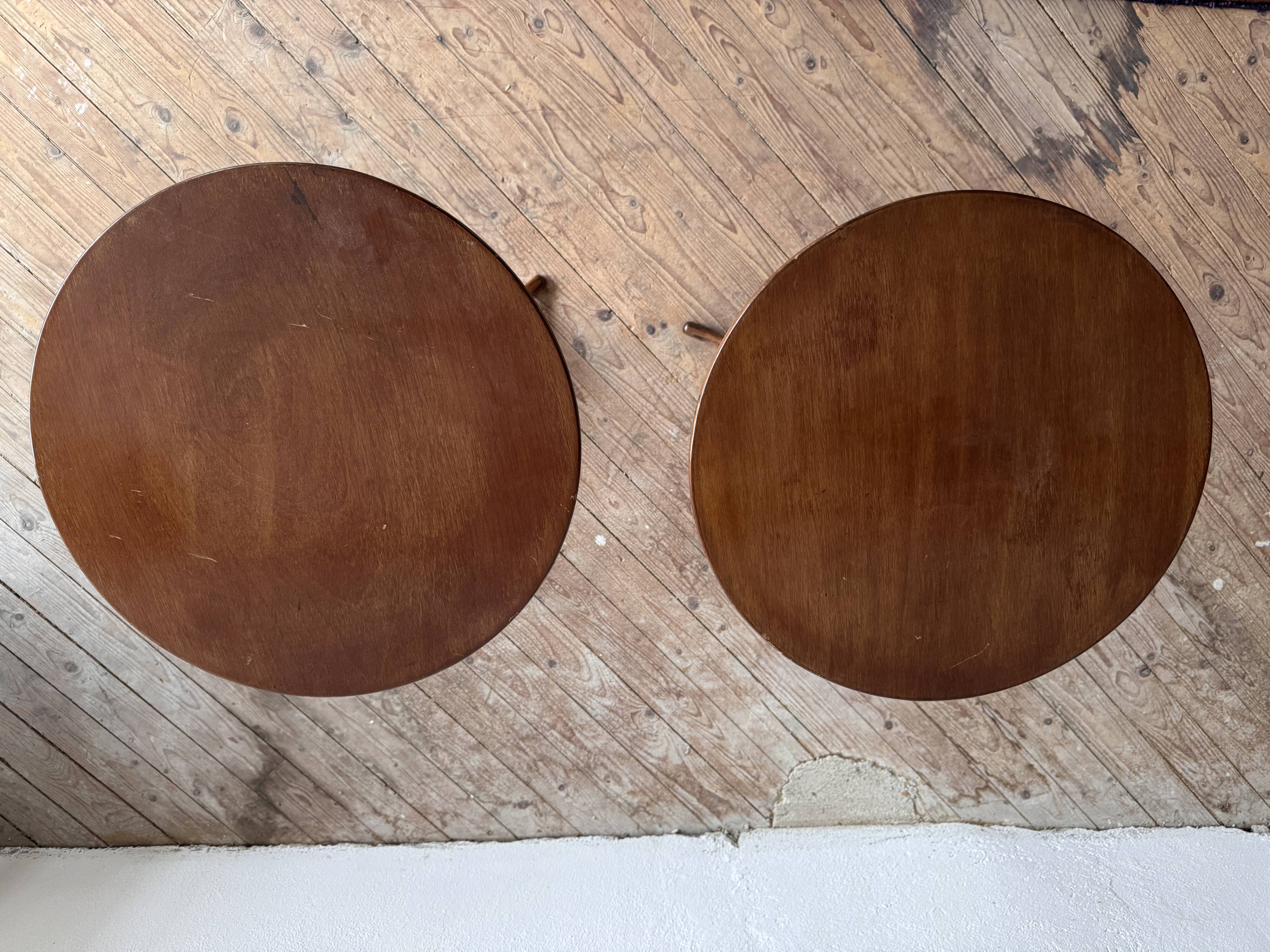 Pair of victorian empire style mahogany tables, 20th century