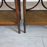 Pair of bedside tables in rattan and woven wicker from the 70s