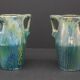 Ceramic alphonse cytere (1861-1941) pair of metallise sandstone vases