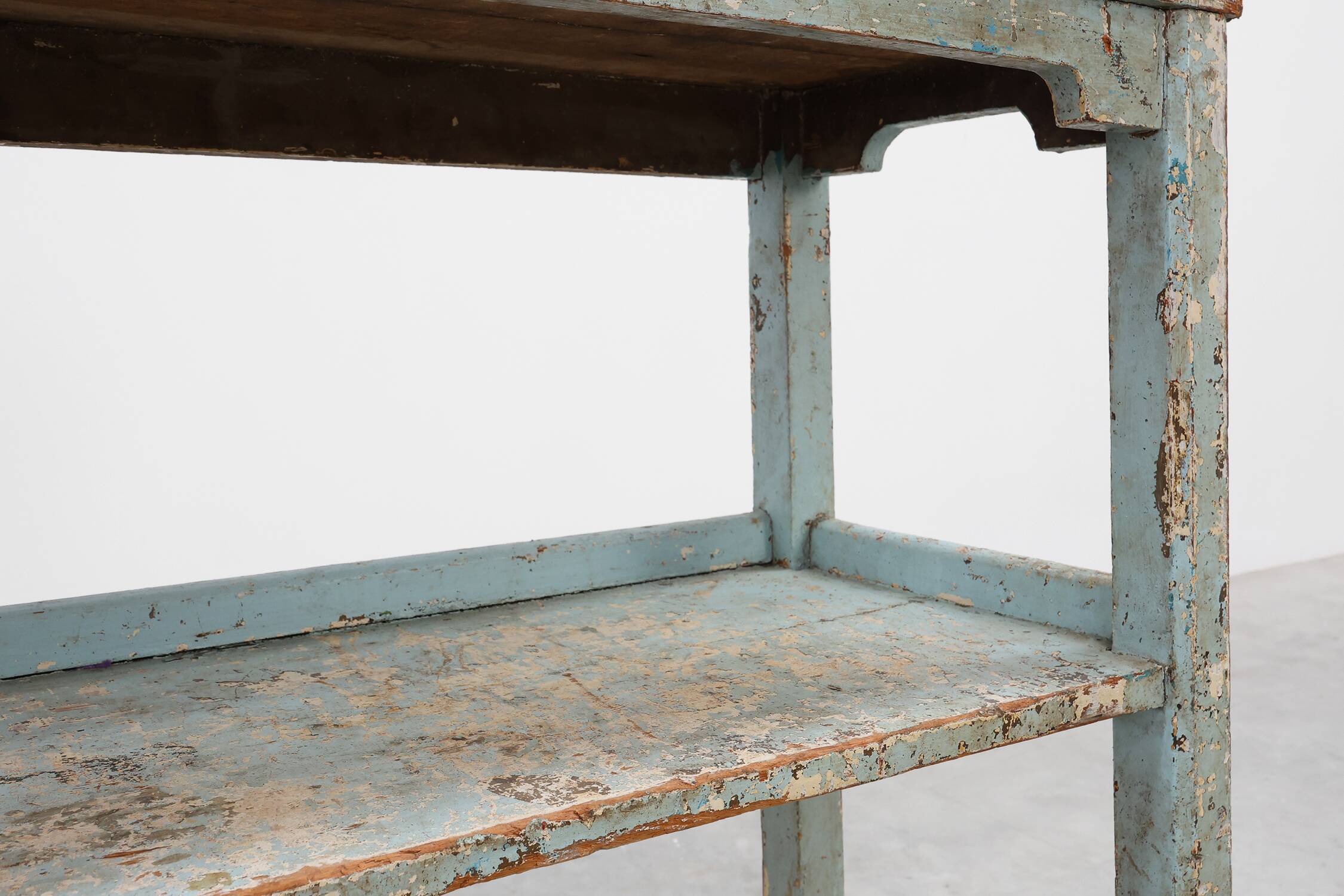 Industrial console with patina of old layers of paint, France ca. 1900