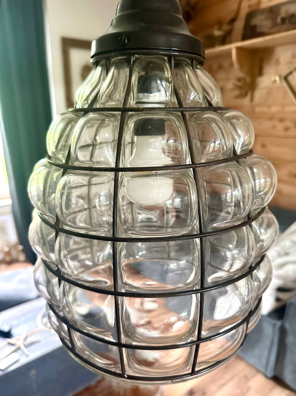 Glass and metal pendant light, Ulysses' garden