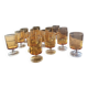 Set of 14 amber glasses – France, 1960s-1970s