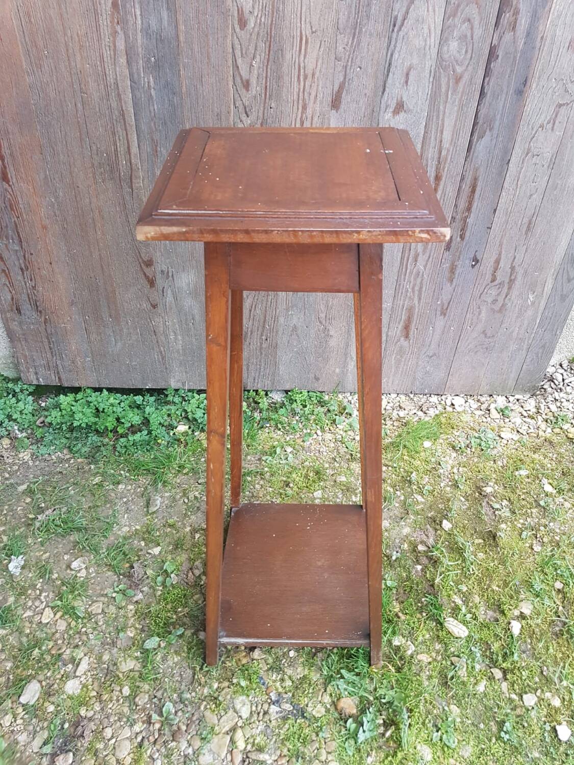 Sellette table appoint bois pieds compas vintage