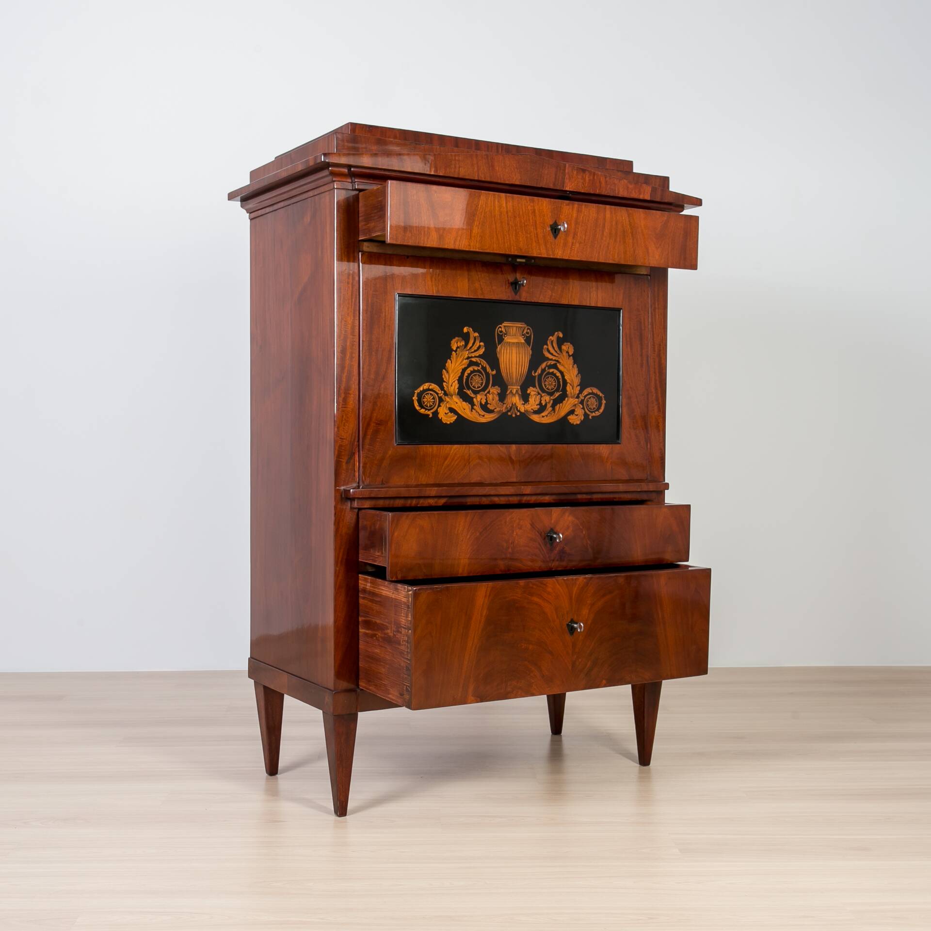 19th Century Mahogany Secretary Desk, French Polish
