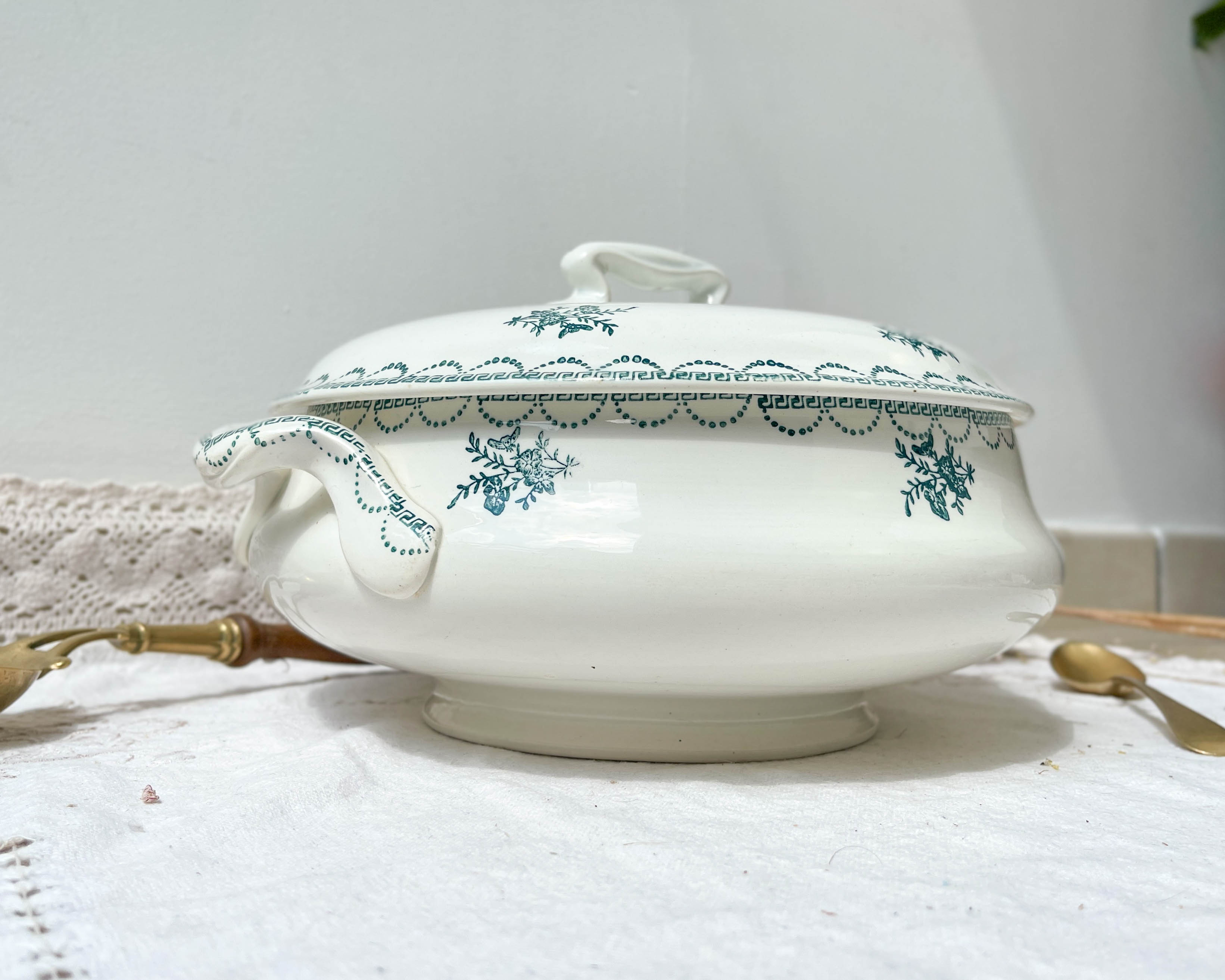 Soup Pot Green Iron Land St Amand, XIXth