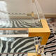 Table basse italienne Fabian verre, plexiglas et laiton, 1970-80