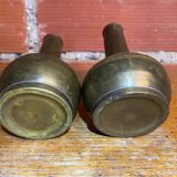 Pair of Antique Vintage Repoussé Brass Vases