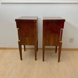 Empire Nightstands in Walnut with Full Columns in Gilt Brass, Italy, 1810, Set of 2