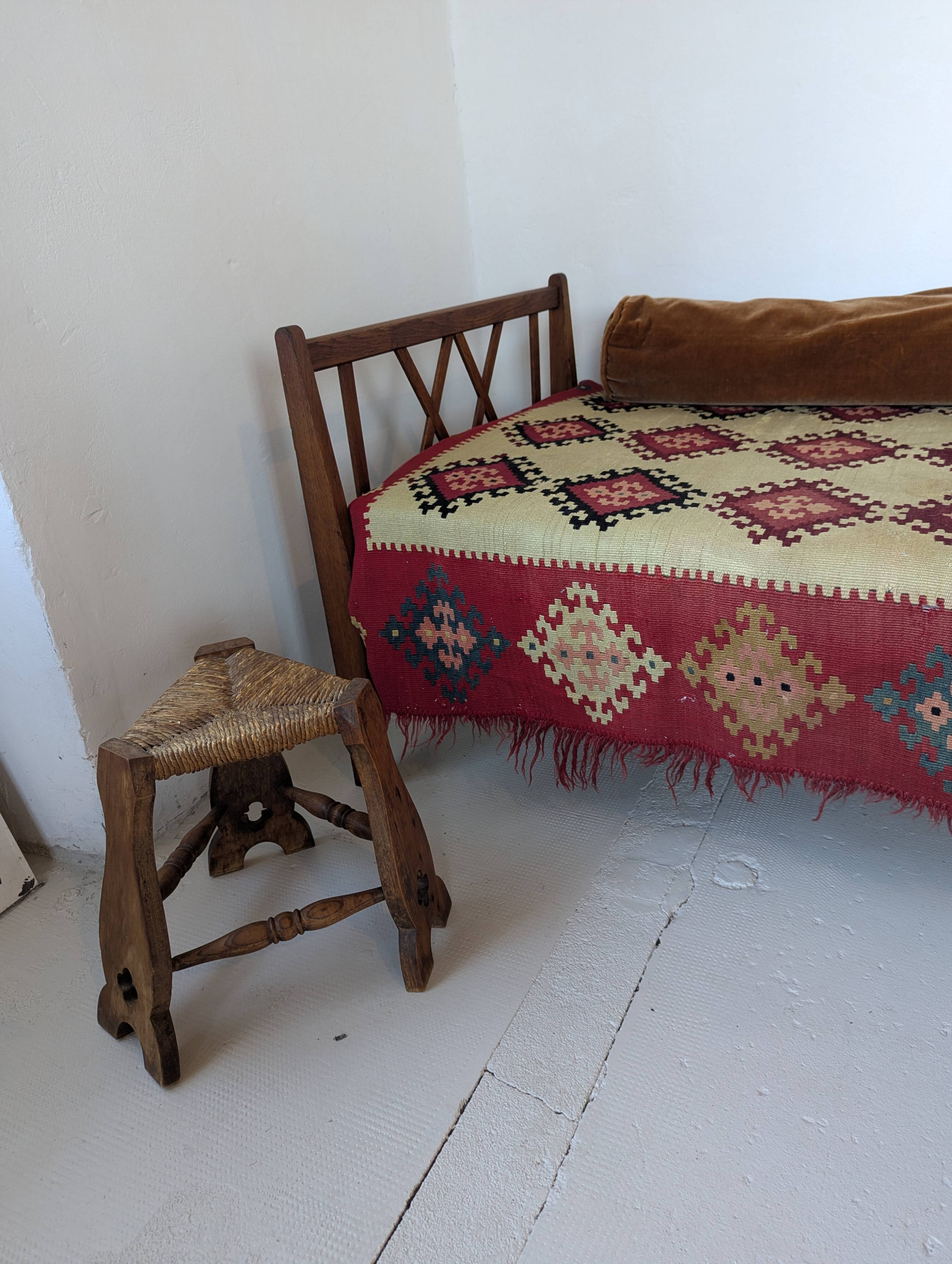 Bed, daybed, style reconstruction, in oak, 1950s.