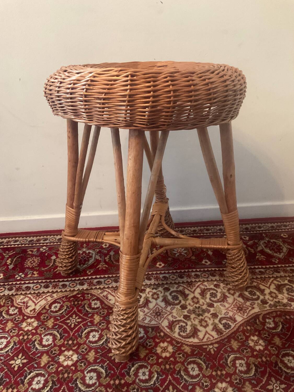 Vintage rattan and wicker stool