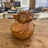 Vase céramique en grès marron figure de chouette