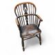4 x Antique Windsor 2 low / 2 high spindle back arm chair in elm wood / 19th century