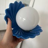 Vintage Opaline Globe Blue Ceramic Shell Lamp