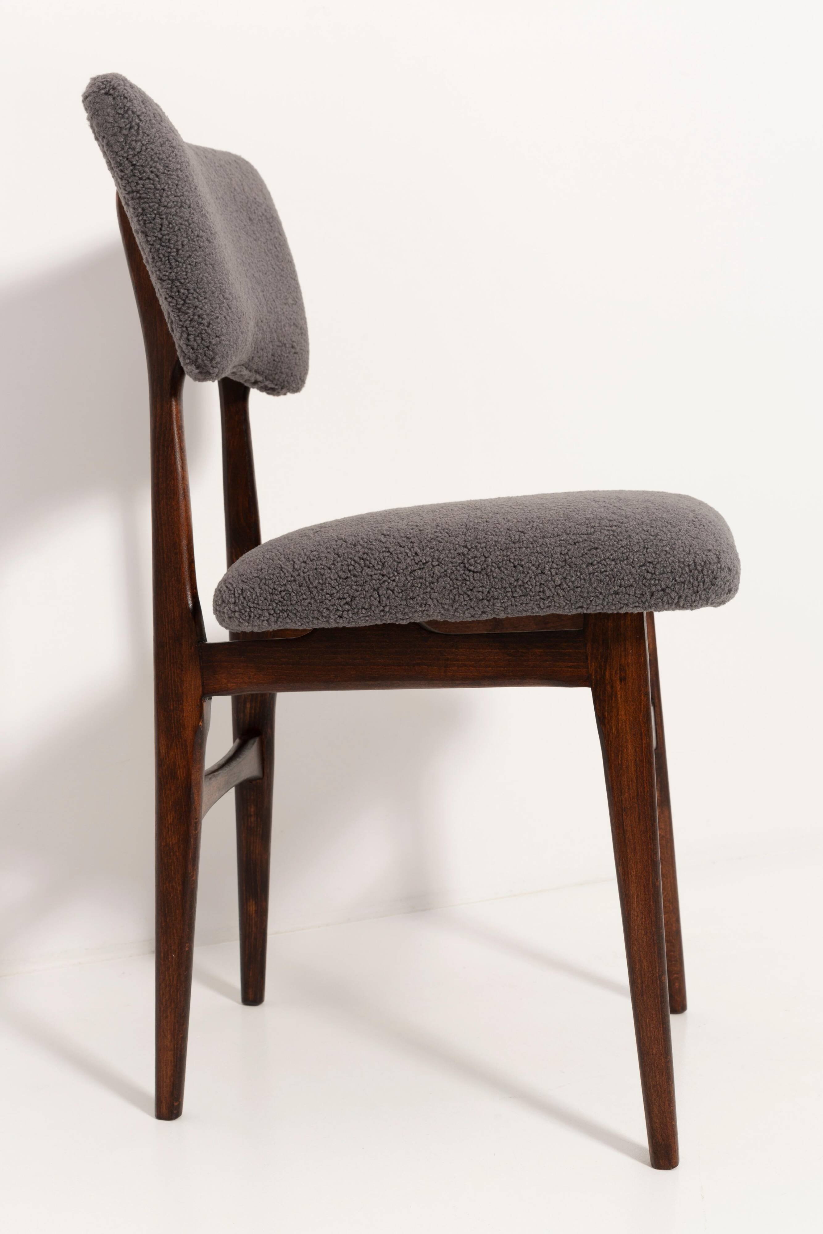 Chaise bouclée gris foncé du 20ème siècle, 1960