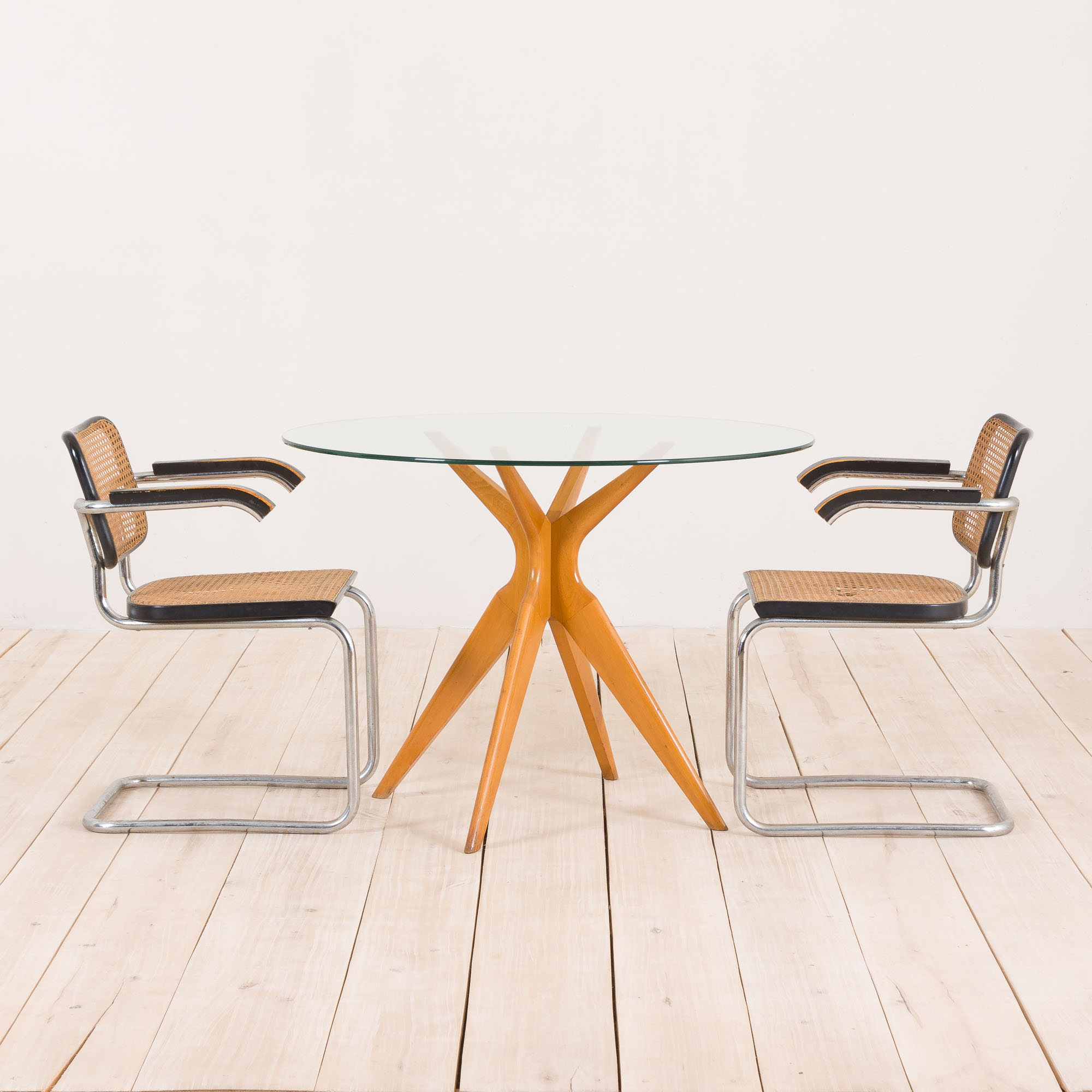 Italian round glass dining table 50s