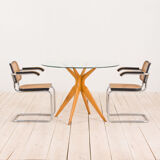 Italian round glass dining table 50s