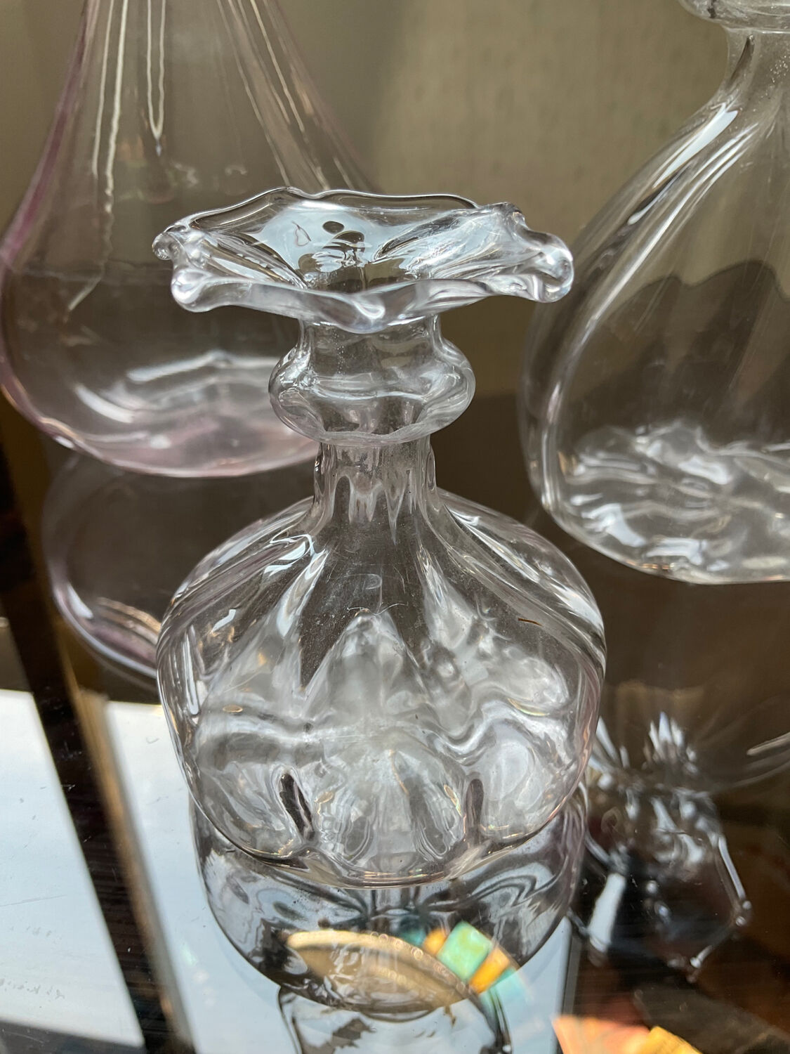 Trio of Art Deco soliflores in blown glass