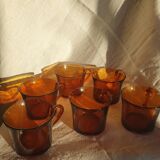 6 tasses vintage en verre ambré Duralex, Espagne