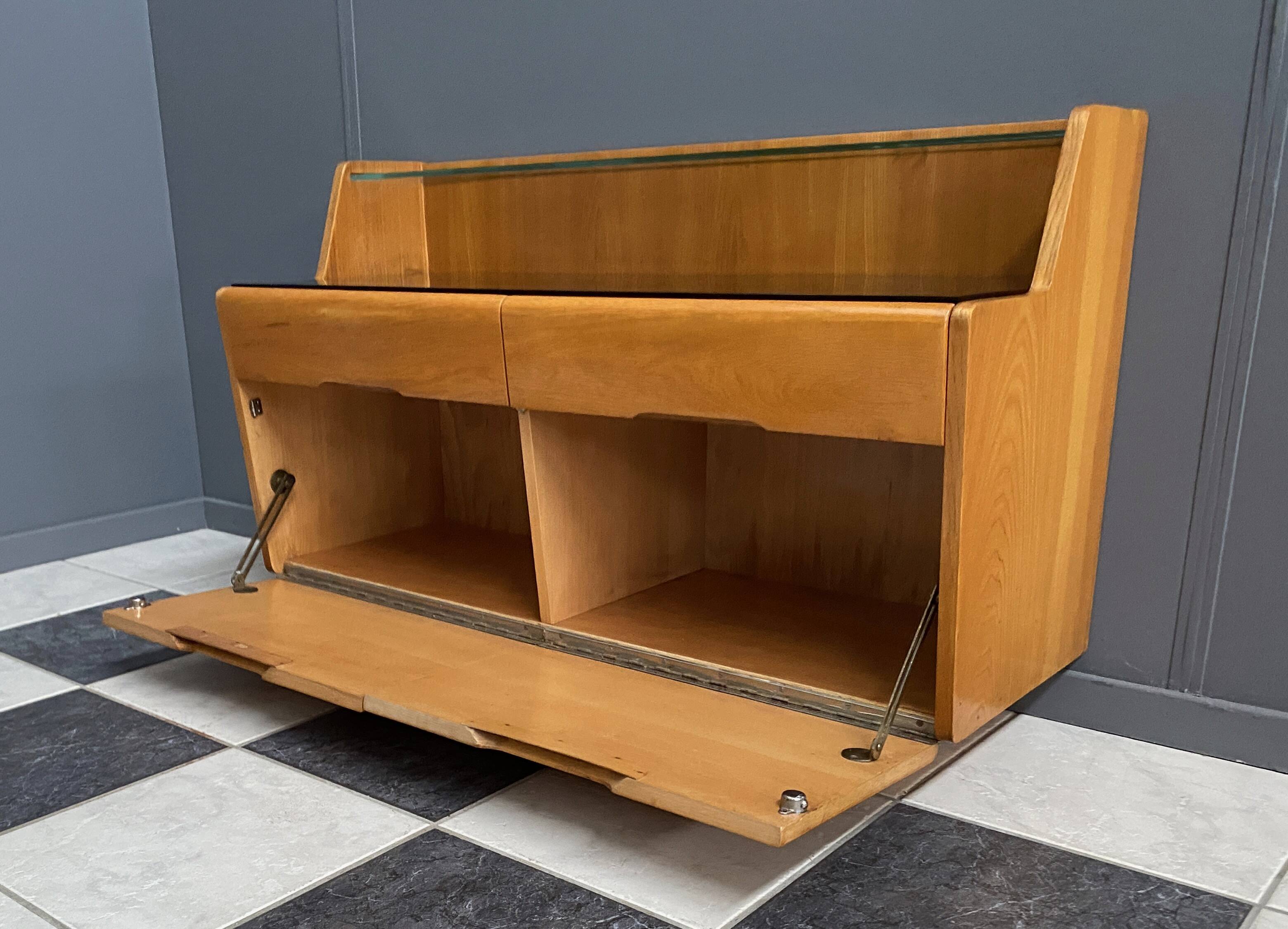 lowboard  with black glass top 1960s