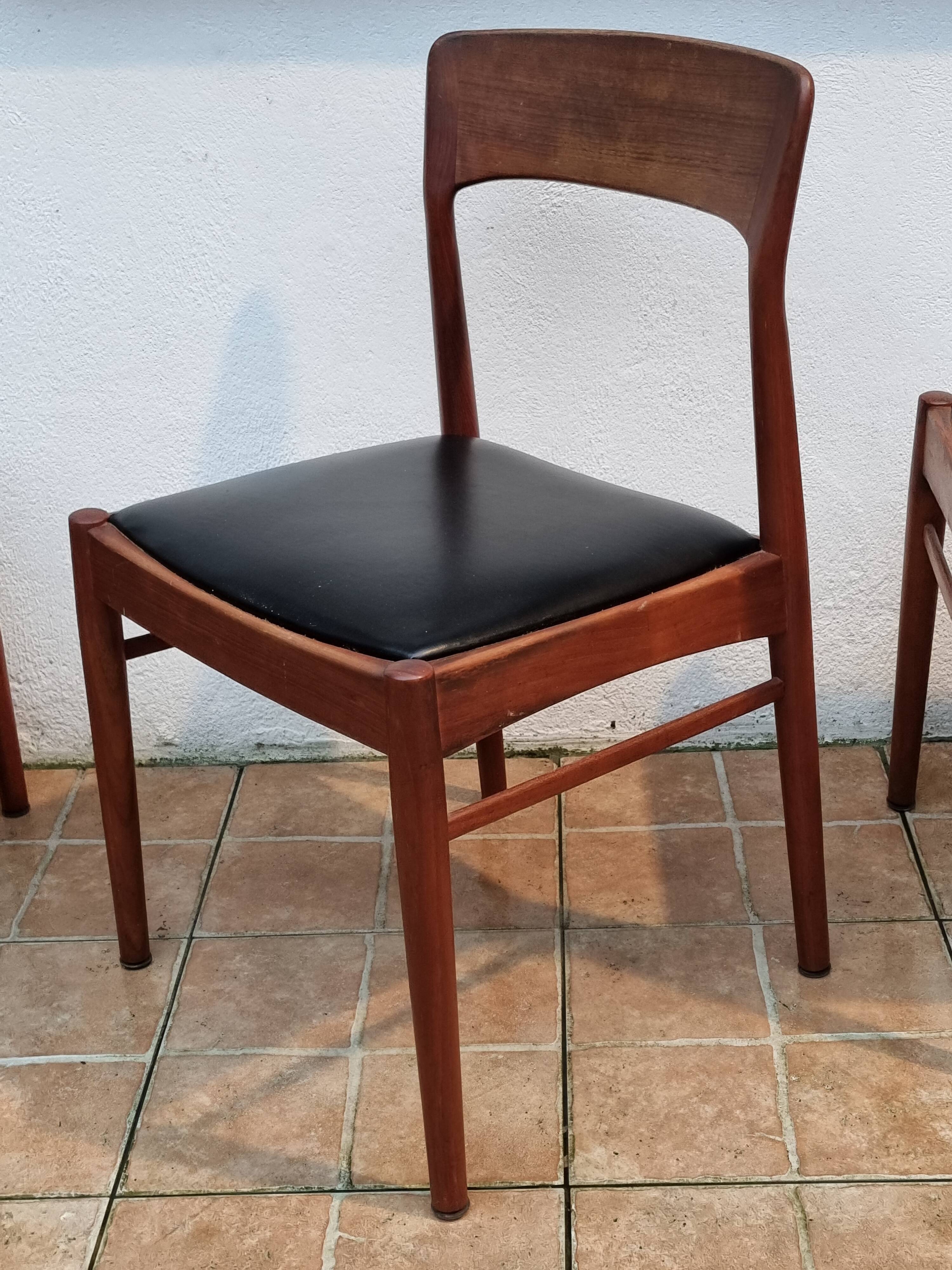 5 vintage Henning Kjaernulf chairs, model 26, teak, Denmark, 1960s