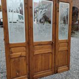 3 portes de séparation en verre gravé avec bâti