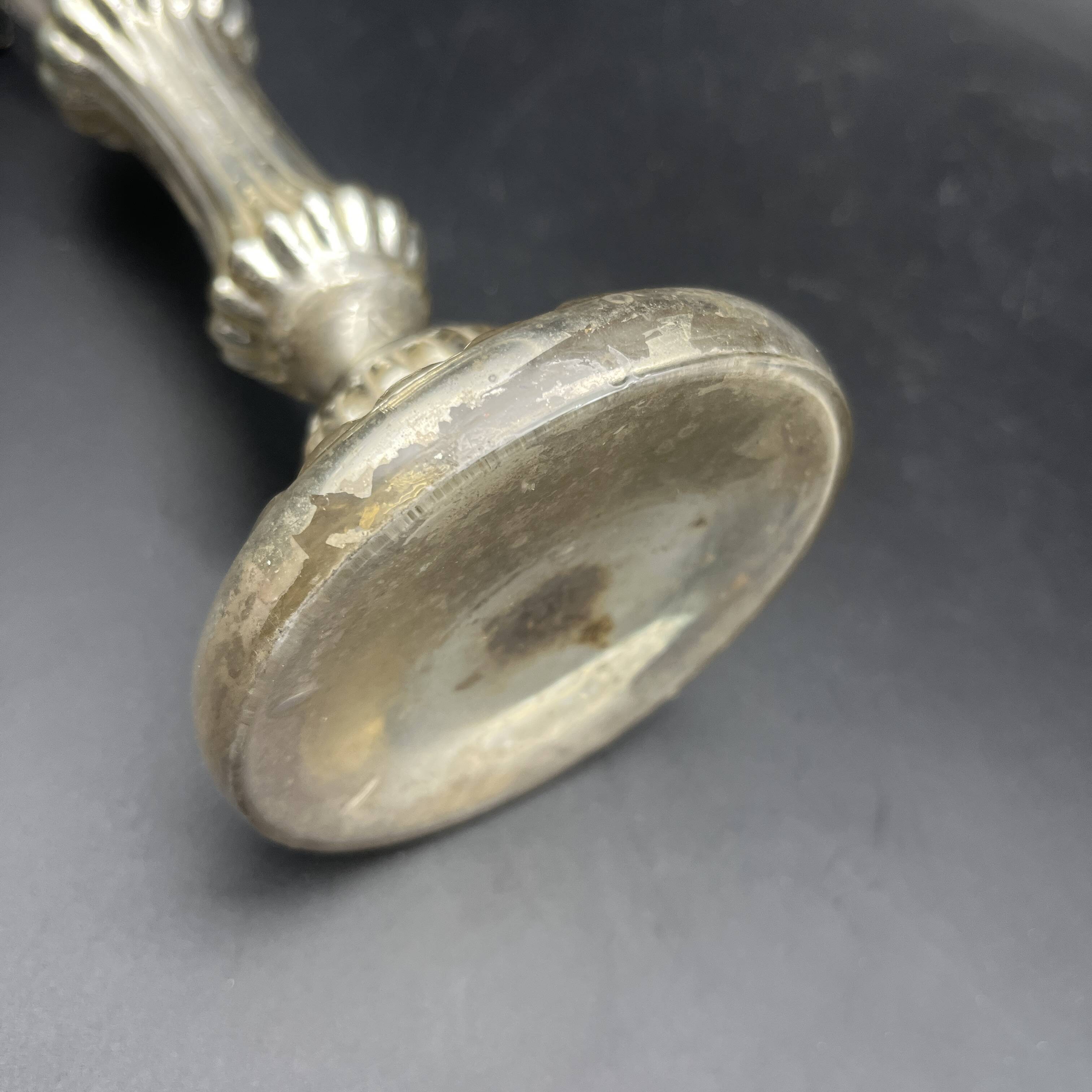 Bougeoir en verre eglomisé XIXe 19e