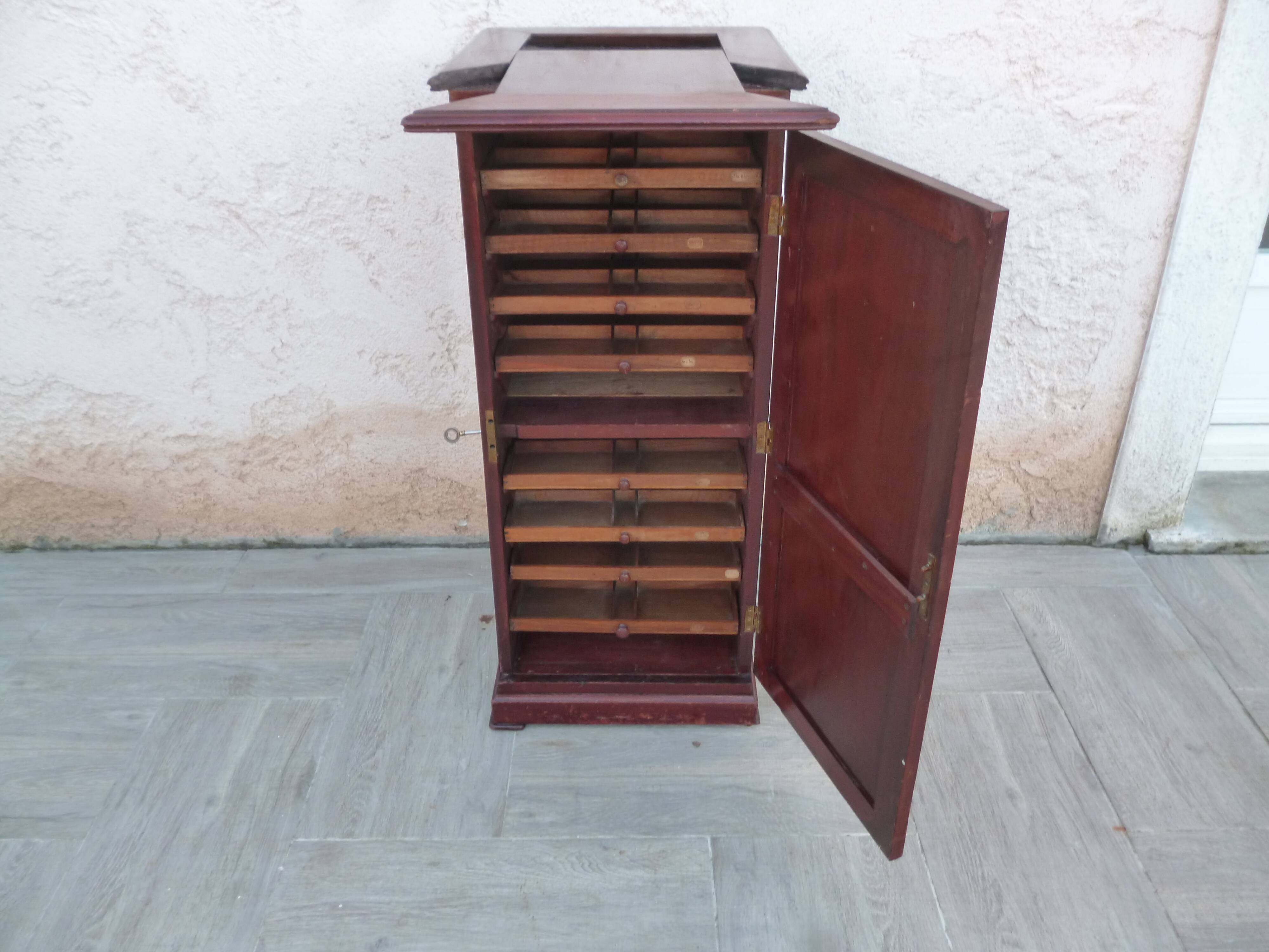 Watchmaker's trade furniture jeweler with antique mahogany secret