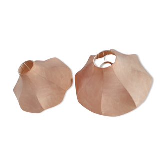 Suspensions vintage forme de fleurs année 70 vieux rose 36cm de diametre sur 21cm